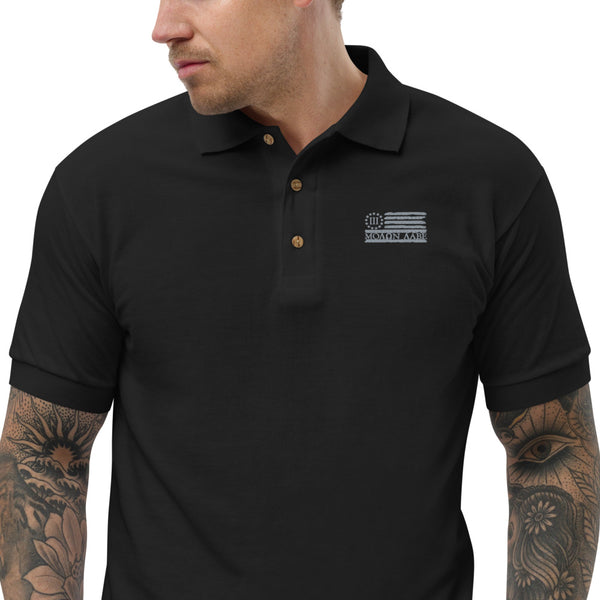 Molon Labe Flag Embroidered Polo Shirt