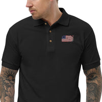 Distressed Revolutionary Flag Embroidered Polo Shirt