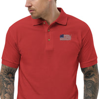 Distressed Revolutionary Flag Embroidered Polo Shirt
