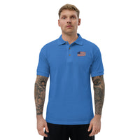 Distressed Revolutionary Flag Embroidered Polo Shirt