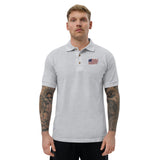 Distressed Revolutionary Flag Embroidered Polo Shirt