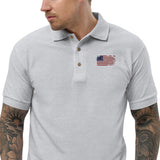 Distressed Revolutionary Flag Embroidered Polo Shirt