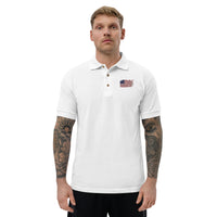 Distressed Revolutionary Flag Embroidered Polo Shirt