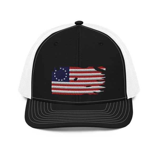 Distressed Revolutionary Flag Richardson Trucker Cap