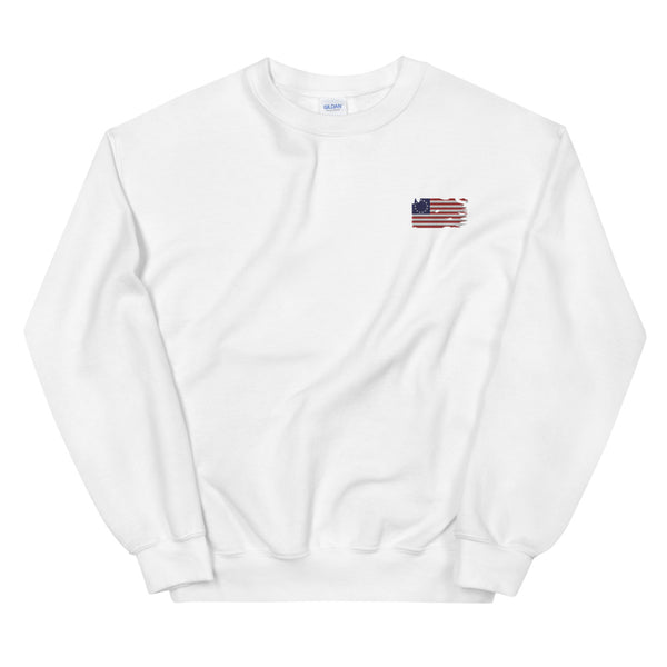 Distressed Revolutionary Flag Crew Neck Sweatshirt